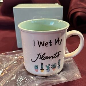 White Ceramic Mug - “I Wet My Plants” - New in Box